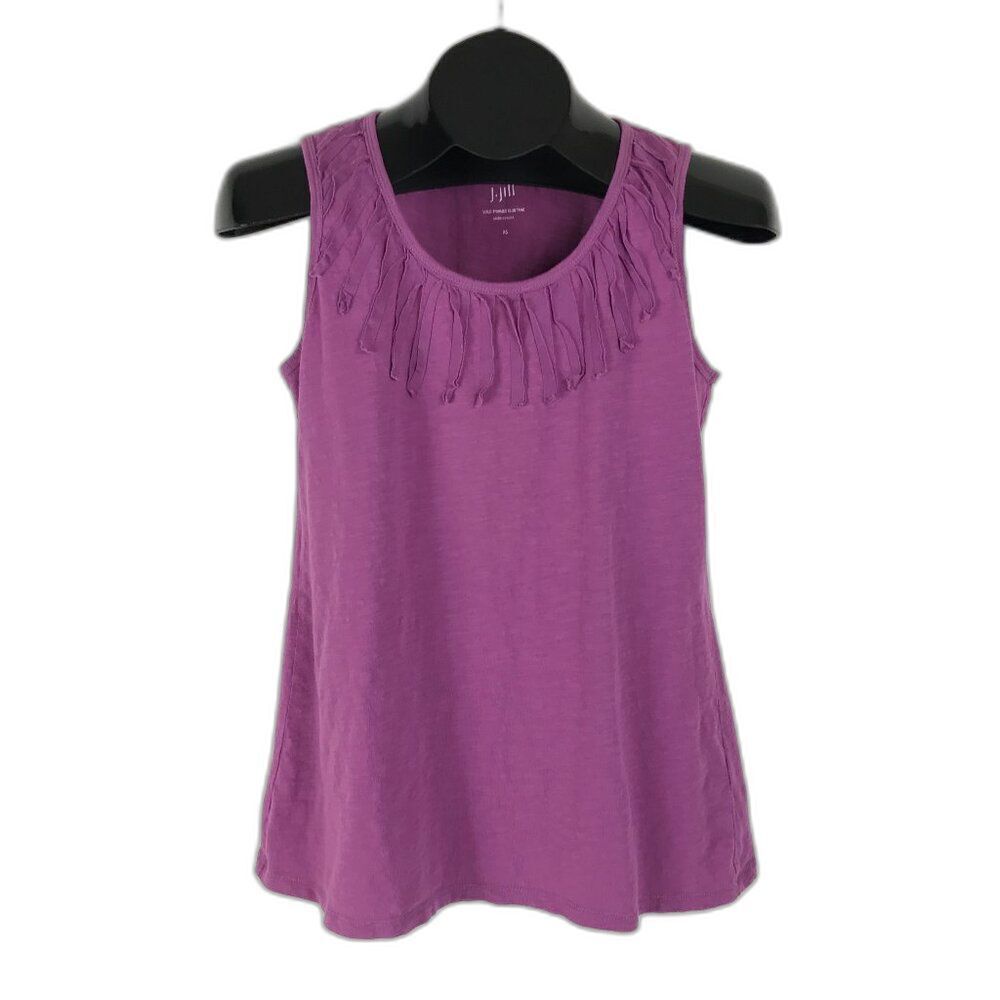 J. Jill Voile-Trimmed Slub Tank Women’s XS Purple 100% Cotton Sleeveless Casual
